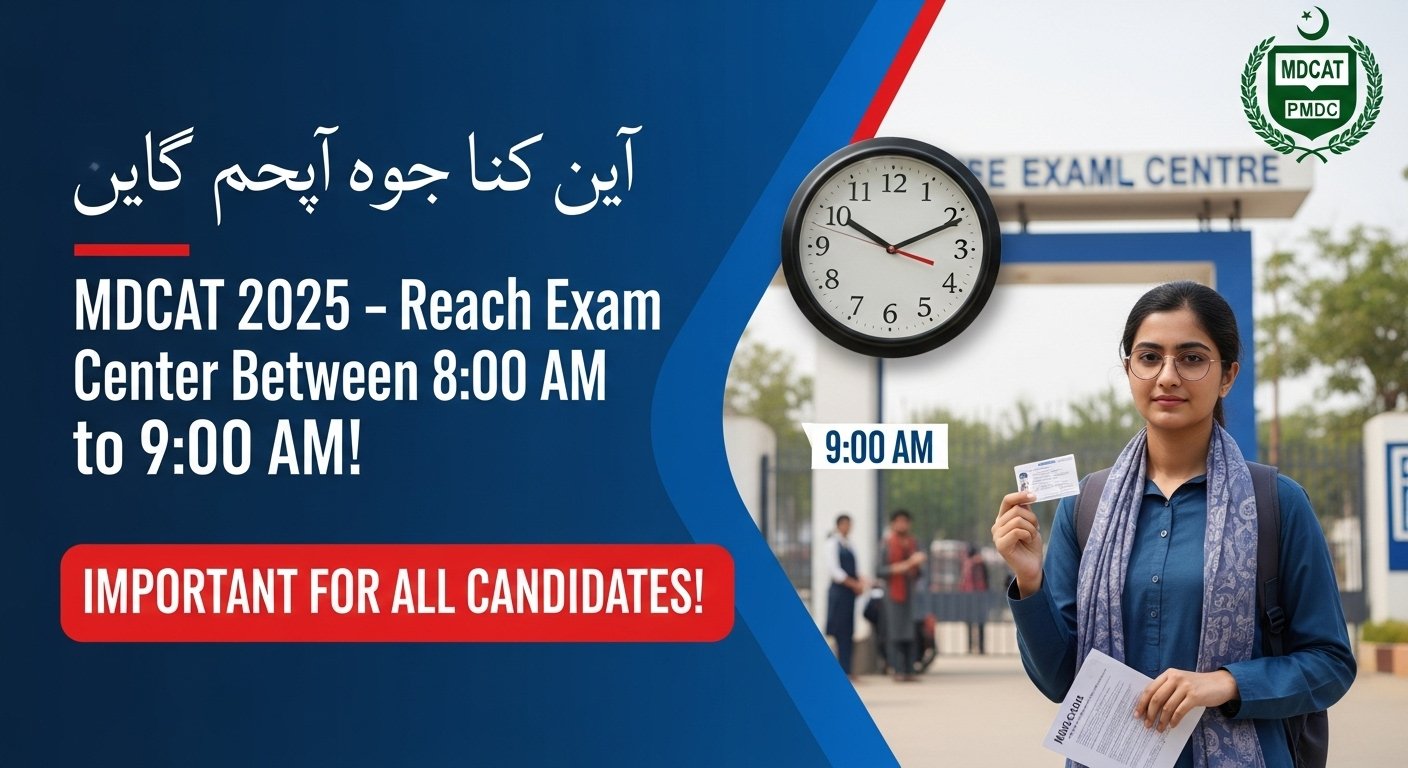 MDCAT 2025 Exam Center Arrival Time